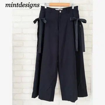 mintdesigns 민트디자인 사이드 리본 와이드 팬츠 네이비