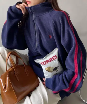 U.S. POLO ASSN 라인 디자인 플리스 트랙 자켓