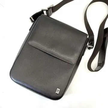 Dunhill 사이드카 SV 플레이트 가죽 숄더백 브라운