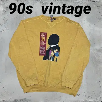 90s 머스타드 맨투맨 킹 목사 그래픽 캐나다제 XL 사이즈