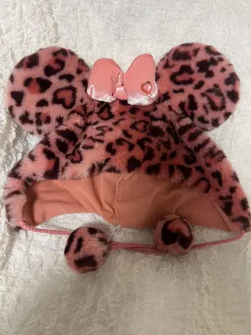 레오파드 무늬 팬캡 미니 핑크