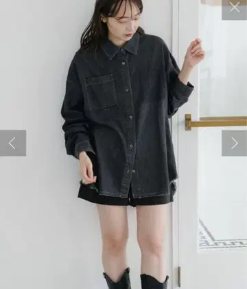 미사용 새상품 kastane 빅 데님 셔츠 블랙