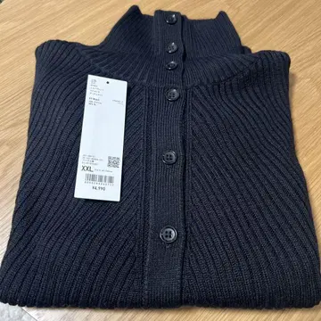 UNIQLO U 메리노 블렌드 하이넥 가디건 XXL 블랙