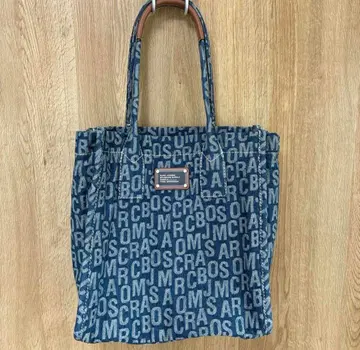 MARC JACOBS 데님 로고 프린트 토트백 블루