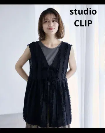 studio CLIP 더블 프론트 프린지 자카드 베스트