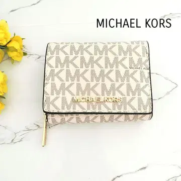 미사용품 마이클코어스 3단 폴더형 지갑 화이트 x 그레이 MK 패턴