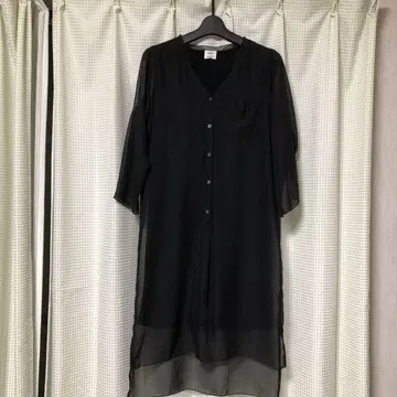 PLST 블랙 시스루 긴팔 셔츠 M 사이즈