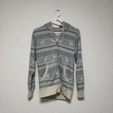 UNIQLO 더블 지퍼 후드티 사슴 무늬