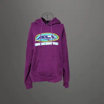 ACE Waste Services 후드티 보라색 해외 기업 90's