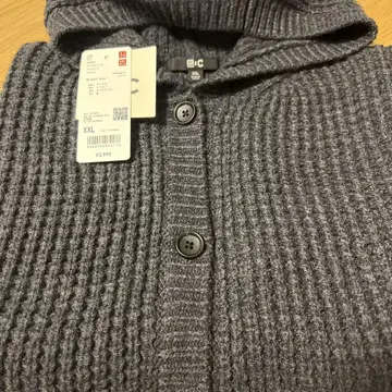 UNIQLO 와플 니트 후디드 베스트 XXL 다크 그레이