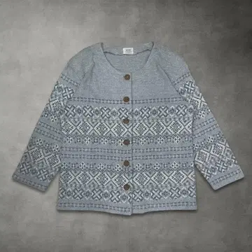 00s 그레이 FREE 노르딕 무늬 가디건 여성용 내추럴