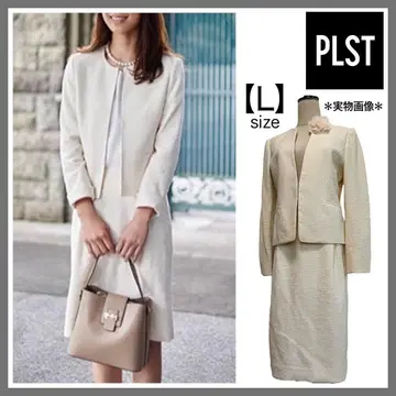 PLST 플라스테 트위드 노카라 자켓 스커트 수트 셋업