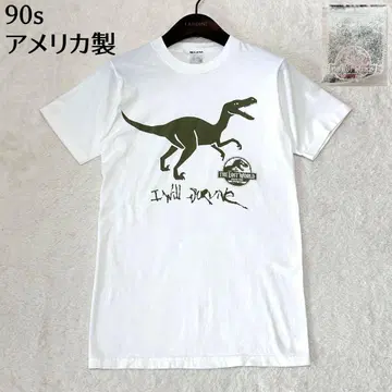 [ 90s ] 쥬라기 공원 무비 티셔츠 화이트 USA제 소매 싱글