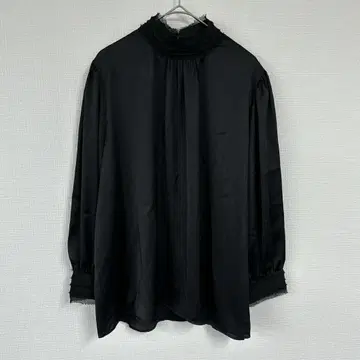ZARA [ L ] 자라 프릴 셔츠 블랙 긴팔 블라우스 성숙 큐트