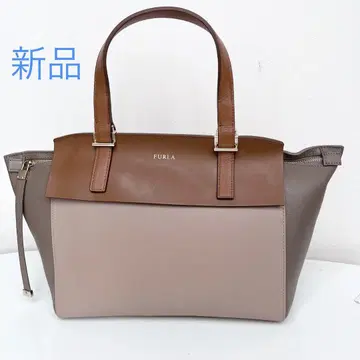 새상품 FURLA 훌라 원 핸들 핸드백 바이컬러 카멜 브라운
