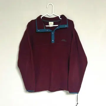 L.L.Bean 버건디 플리스 스냅T 하프 지퍼 70-80s
