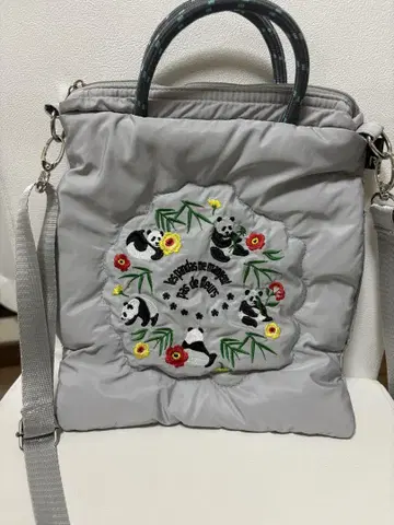 ROOTOTE 팬더 자수 그레이 숄더백