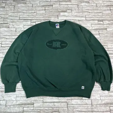 90s 러셀 애슬레틱 맨투맨 USA제 로고 자수 그린