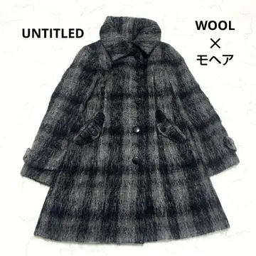 UNTITLED 울 x 모헤어 체크 롱 코트