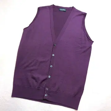새상품급 JOHN SMEDLEY 퍼플 V넥 니트 베스트 M