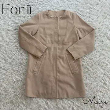 For it 롱 코트 노카라 베이지 크리스마스 선물 구제 의류