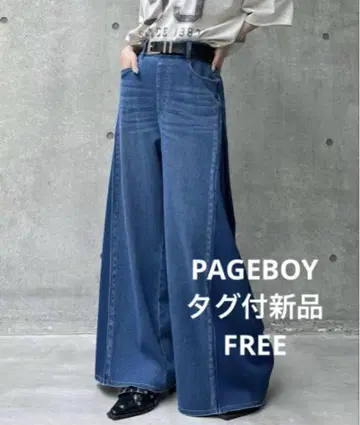 [ 택 포함 새상품 ] PAGEBOY 와이드 프리컷 데님 블루 FREE