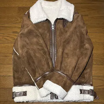 무스탕 코트 브라운 지퍼 포함