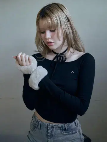 andmary Ravi fur tops black