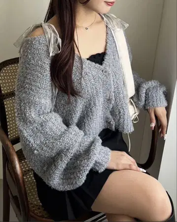 원 애프터 어나더 NICE CLAUP 리본 가디건