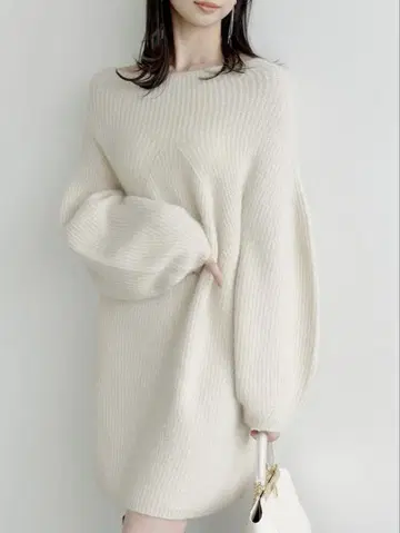 [ 당일 발송 ] snidel 라쿤 미니 니트 원피스 (아이보리)