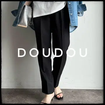 DOUDOU 블랙 슬랙스 이지 팬츠 스트레이트 팬츠 팬츠