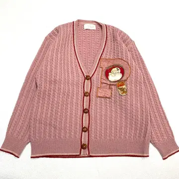 [새상품급/ 90년대] 핑크하우스 케이블 니트 가디건 와펜 호두