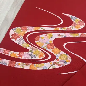 나고야 오비 9촌 나고야 오비 흐르는 물 꽃무늬 손그림
