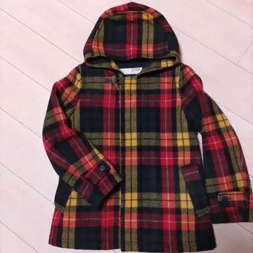 그린 체크 피 코트