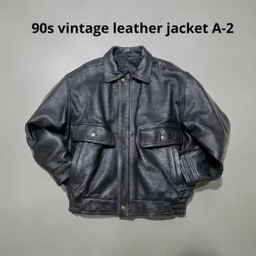 90s 빈티지 레더 재킷 A-2 짧은 기장 가죽 블루종