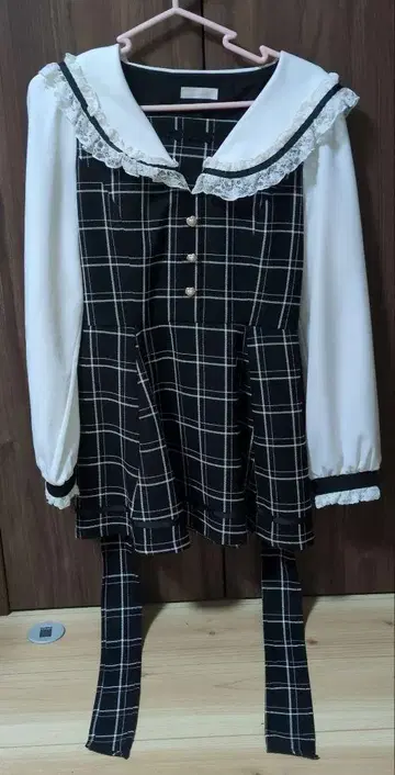 LIZ LISA 세일러 카라 셋업 블랙 체크