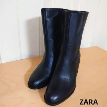 ZARA 자라 블록 힐 가죽 부츠