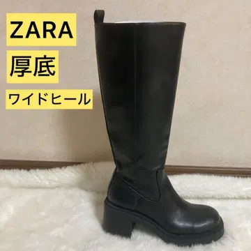 [ 새상품급 ] ZARA 와이드 힐 롱 부츠, 블랙, 25cm