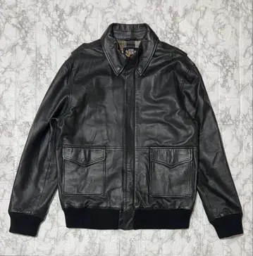 90s 빈티지 플라이트 자켓 램 가죽 A-2 짧은 기장 체크 무늬