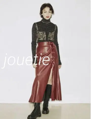 jouetie 레드 인조 가죽 머메이드 스커트 M