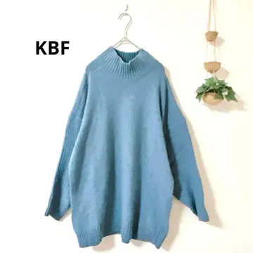 KBF 터틀넥 블루 니트 스웨터 루즈핏 심플