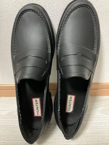HUNTER 블랙 레인 슈즈 로퍼
