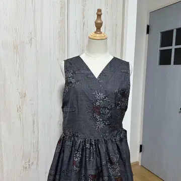 기모노 리메이크 오시마 명주로 만든 민소매 카슈쿨 원피스