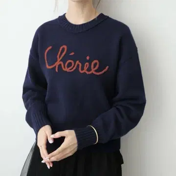 슬로브 이에나 cherie 자수 니트 로고 니트 니트 풀오버