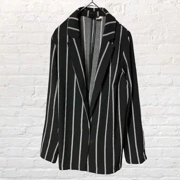 11411 H&M 스트라이프 블레이저 테일러드 자켓 블랙 S 스몰
