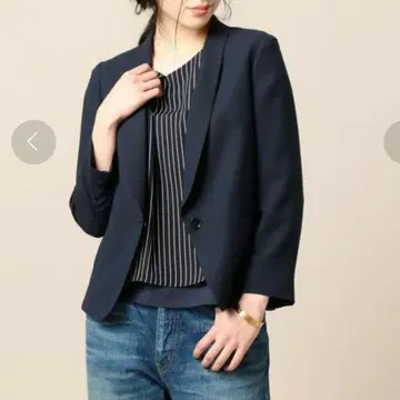 뷰티앤유스 조젯 9부 소매 자켓 네이비