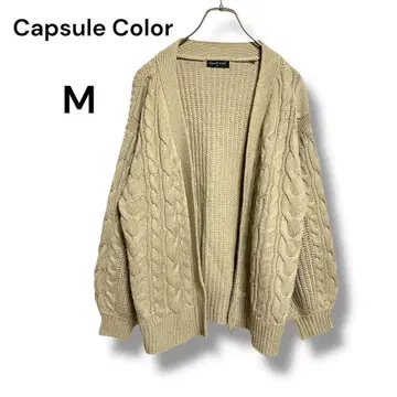 새상품급 Capsule Color 케이블 가디건 M 드롭 숄더