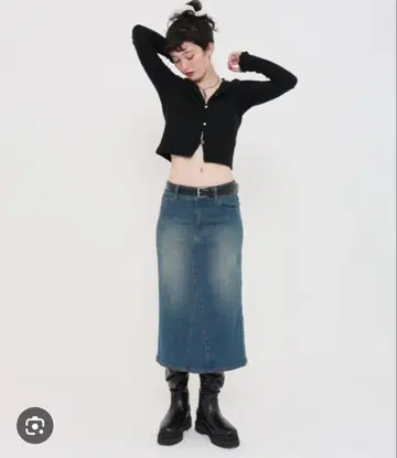 TINA : JOJUN 데님 미디 스커트