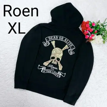 [ 초레어 ] Roen 로엔 후드티 XL 블랙 양면 자수 로고 카모플라주