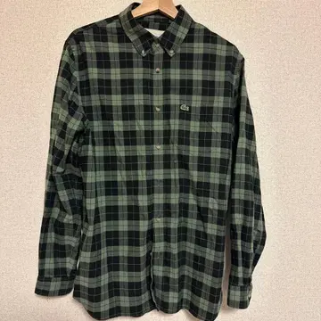 LACOSTE 체크 무늬 긴팔 셔츠 그린 계열